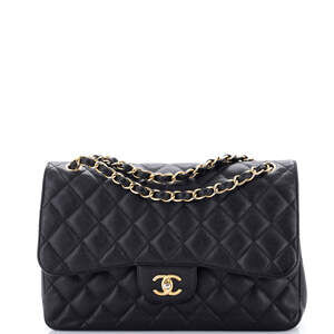 Chanel Jumbo Vintage Classic Double Flap Bag Quilted Caviar